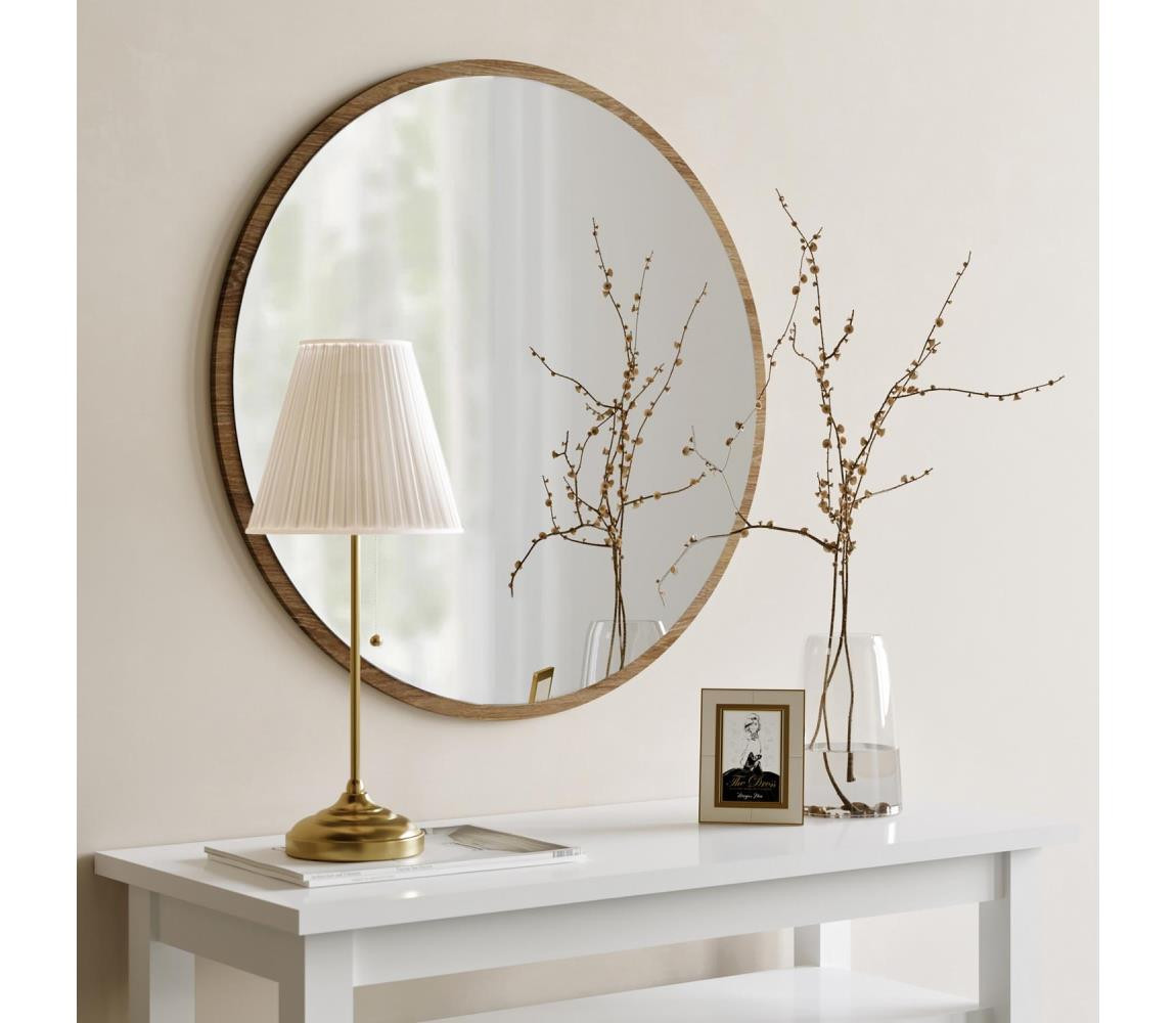 Nástěnné zrcadlo AYNA pr. 60 cm hnědá