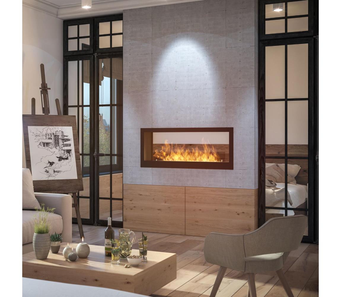 InFire InFire - Vestavěný BIO krb 120x50 cm 3kW oboustranný