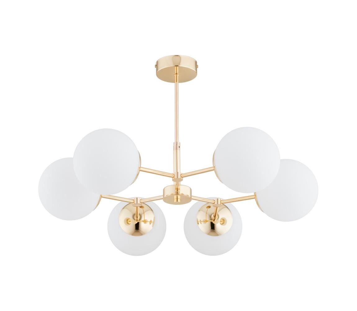 Lustr na tyči FOTON  6xE14/40W/230V zlatá/bílá