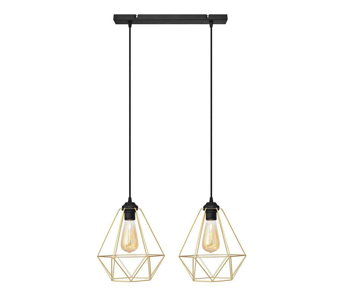 Lustr na lanku KARO 2xE27/15W/230V zlatá/černá