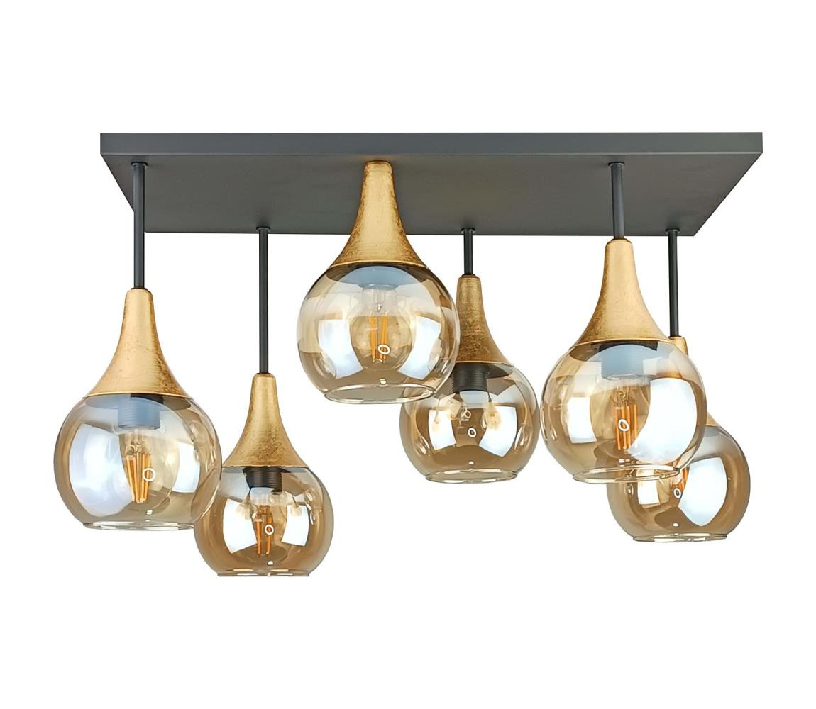 Keter Lighting Přisazený lustr SOMA 6xE27/60W/230V černá/zlatá/kouřová béžová