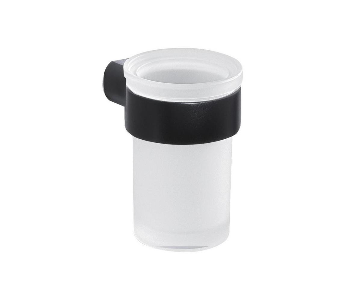 Gedy Gedy - Nástěnný stojánek na zubní kartáčky PIRENEI mléčné sklo/černá