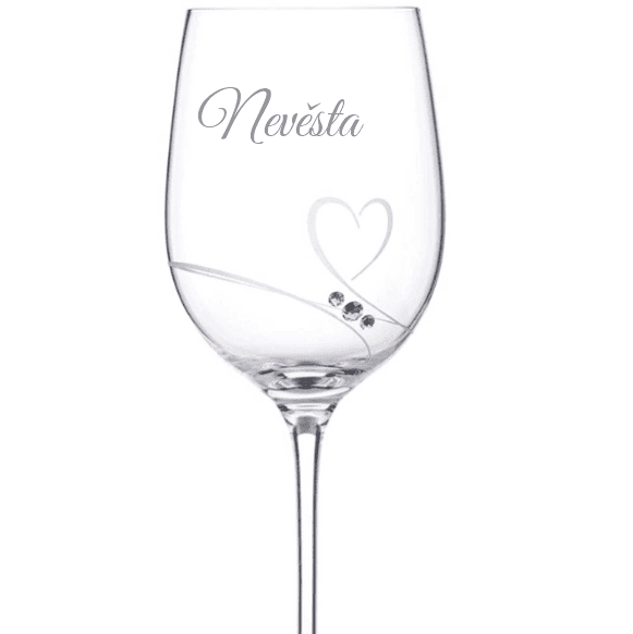 Dekorant Sklenice na víno pro nevěstu se Swarovski krystaly Romance 1KS NEVĚSTA