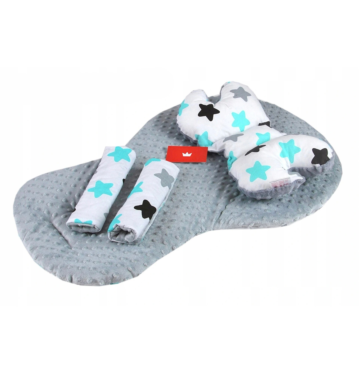 BBL Podložka do kočárku Minky 3v1 - Tyrkysová hvězdička - Oboustranná