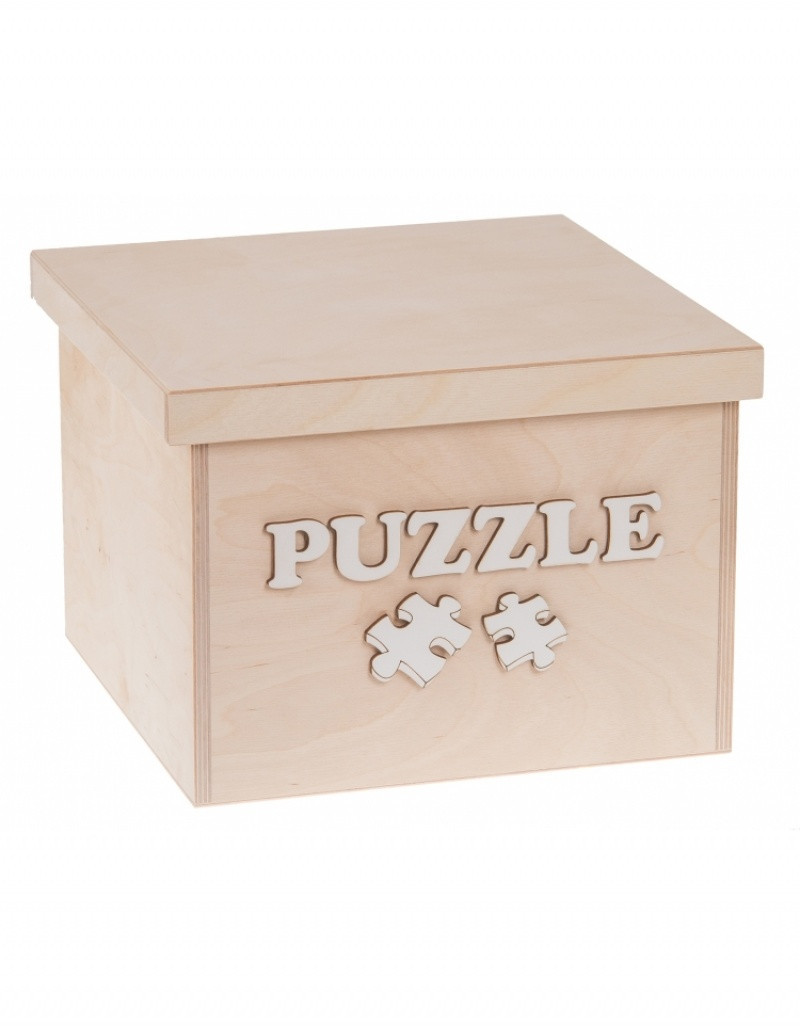 FK Dřevěný box na hračky - Puzzle 25x25x20 cm, Přírodní