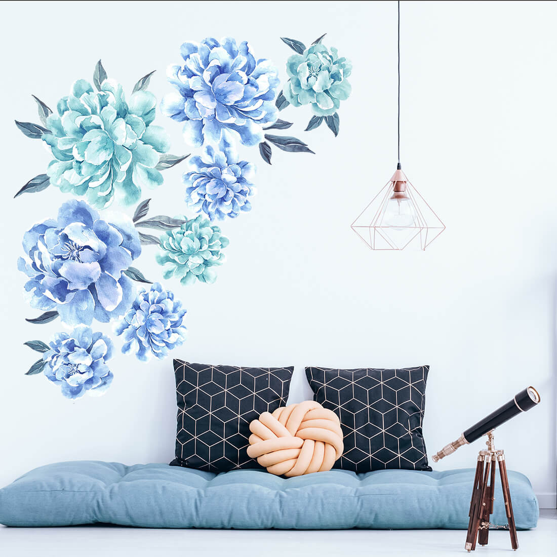 Pastelowe Love Pastelowe Love® samolepky na zeď modré pivoňky