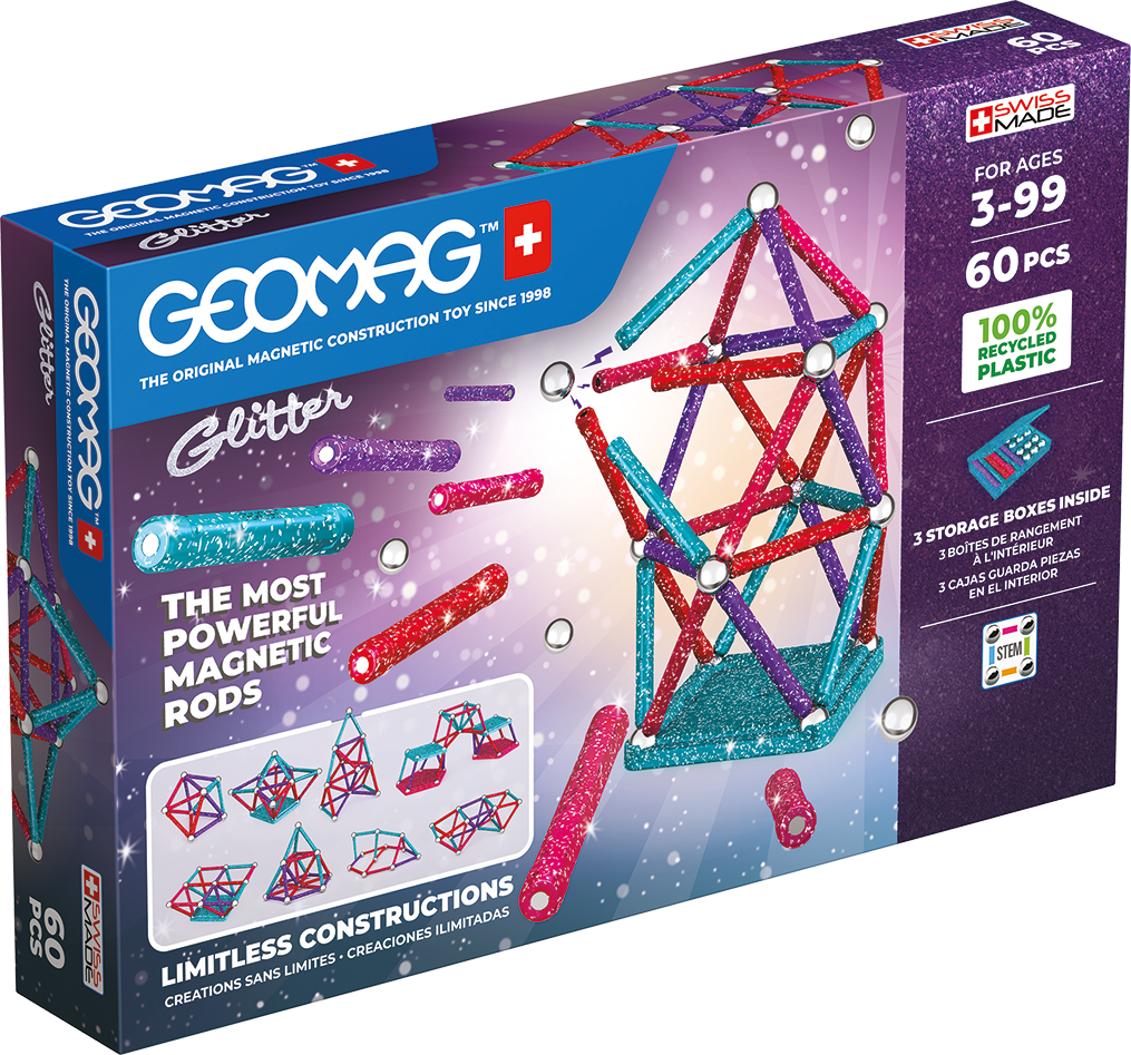 Geomag Glitter Recycled 60 dílků - Geomag