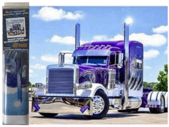 Norimpex Diamantový obrázek - Fialový tahač - 30 x 40 cm - 1008760