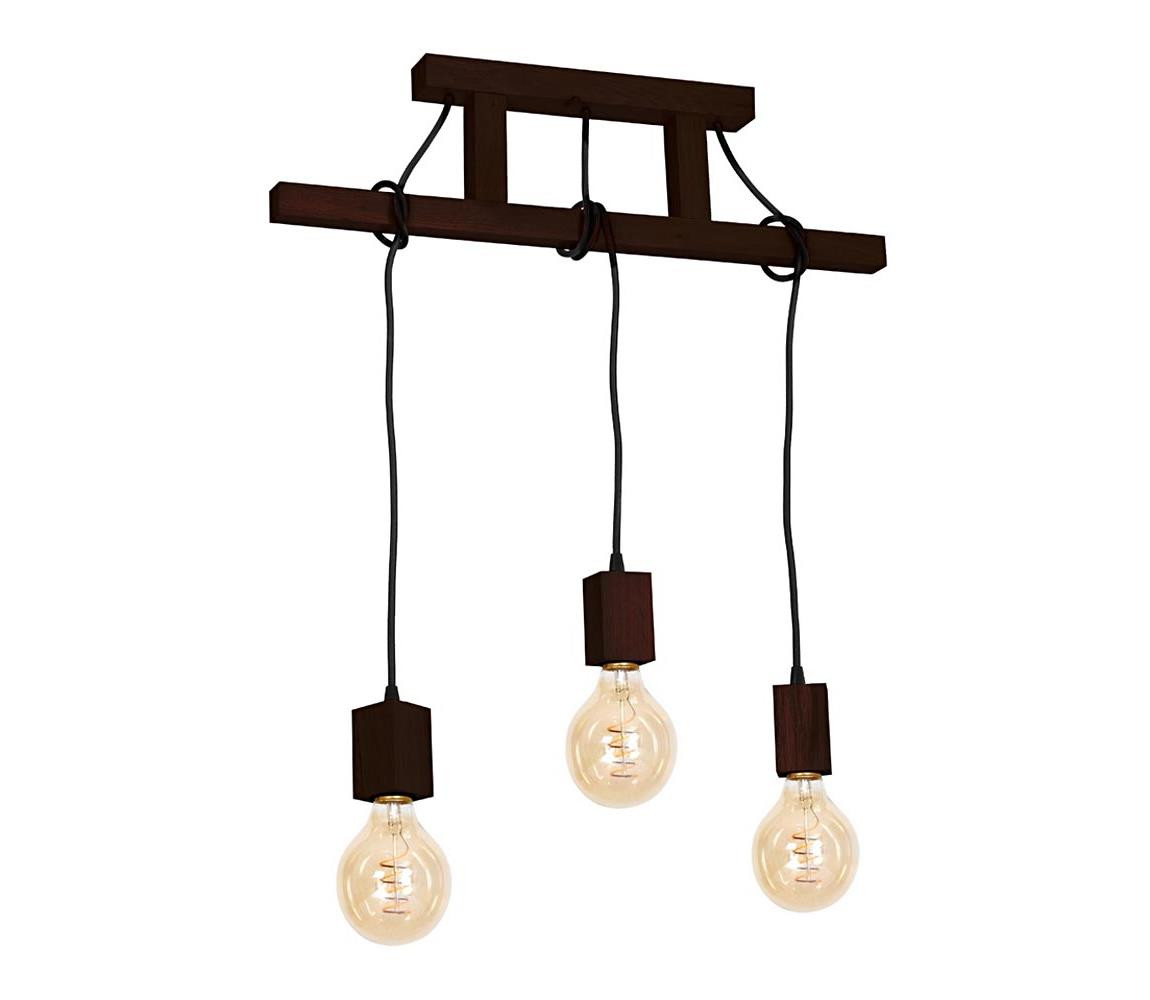Lustr na tyči JACK 3xE27/40W/230V hnědé dřevo