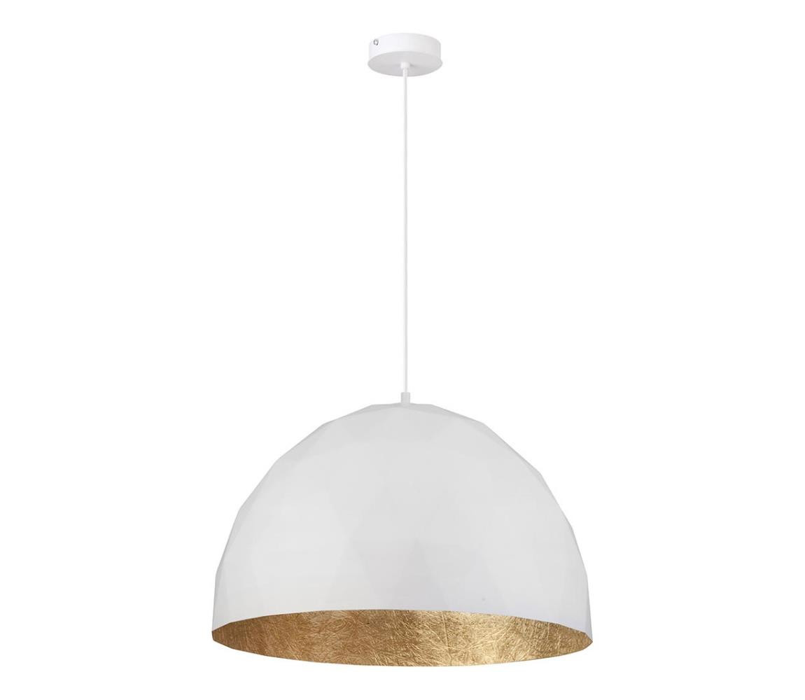 Lustr na lanku DIAMENT 1xE27/60W/230V pr. 50 cm bílá/zlatá