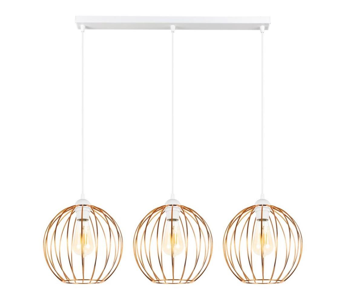 Lustr na lanku MATT 3xE27/60W/230V bílá/měděná