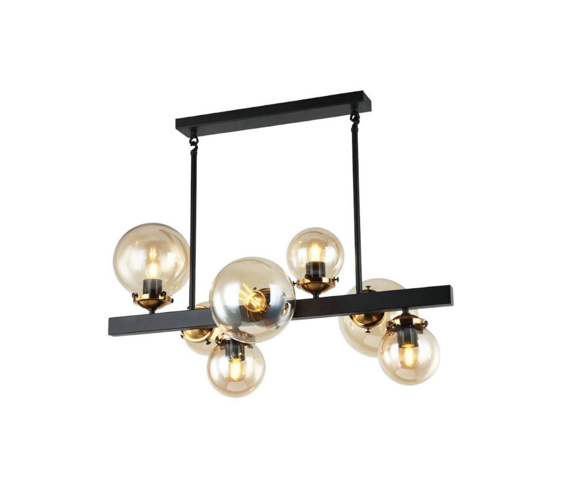 106004 - Lustr na tyči HYPERION 7xE27/7W/230V černá/béžová