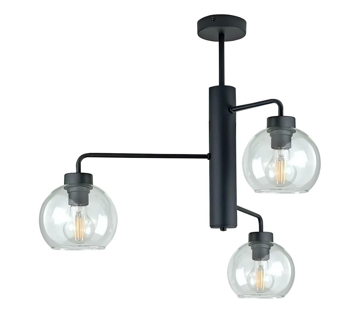 Keter Lighting Lustr na tyči FLEX 3xE27/60W/230V černá/čirá