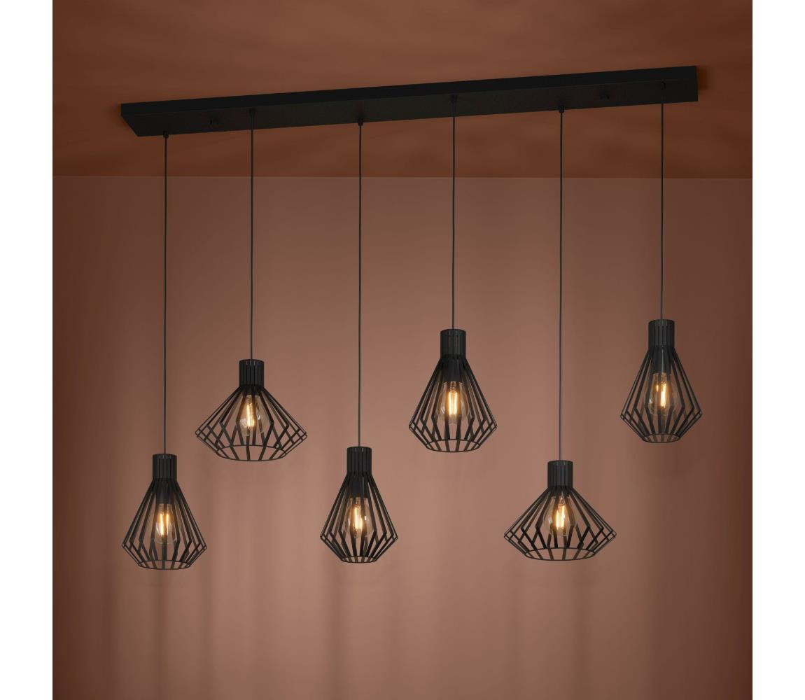 Eglo Eglo 390126 - Lustr na lanku BASIDANO 6xE27/40W/230V černá