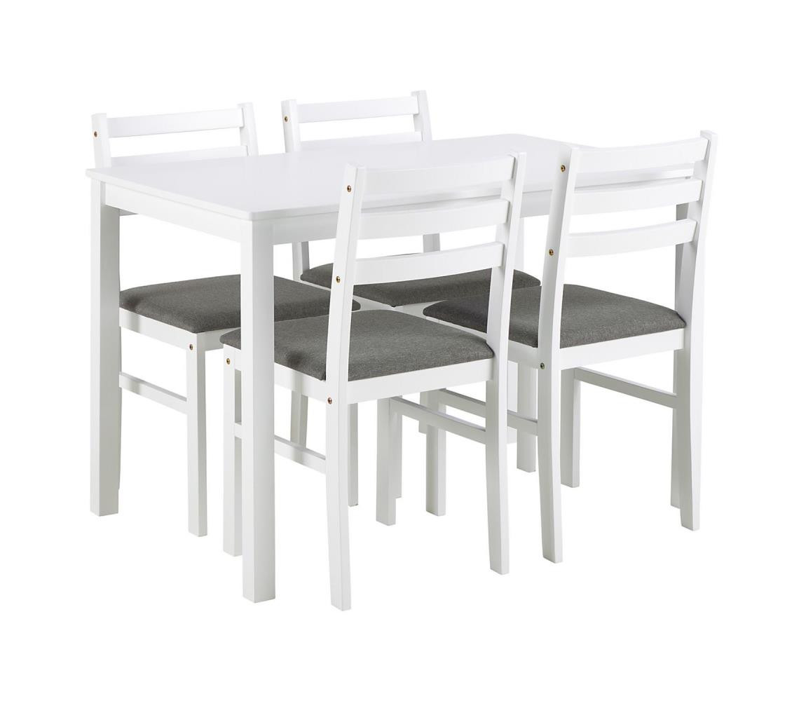 Actona Sada jídelního stolu a 4 ks židlí EMILY bílá