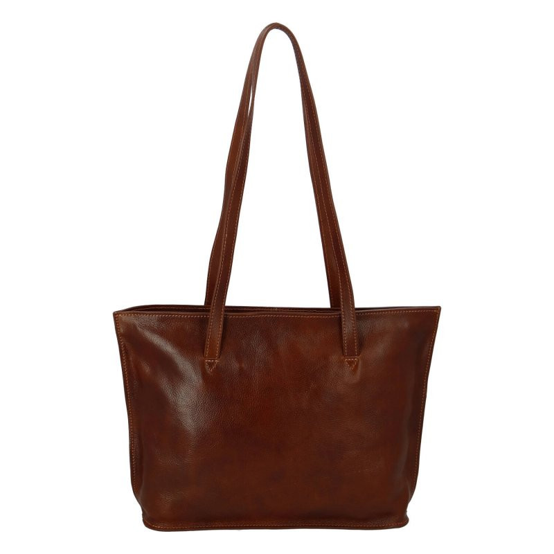 Dámská kožená kabelka hnědá - Delami Vera Pelle Karola hnědá