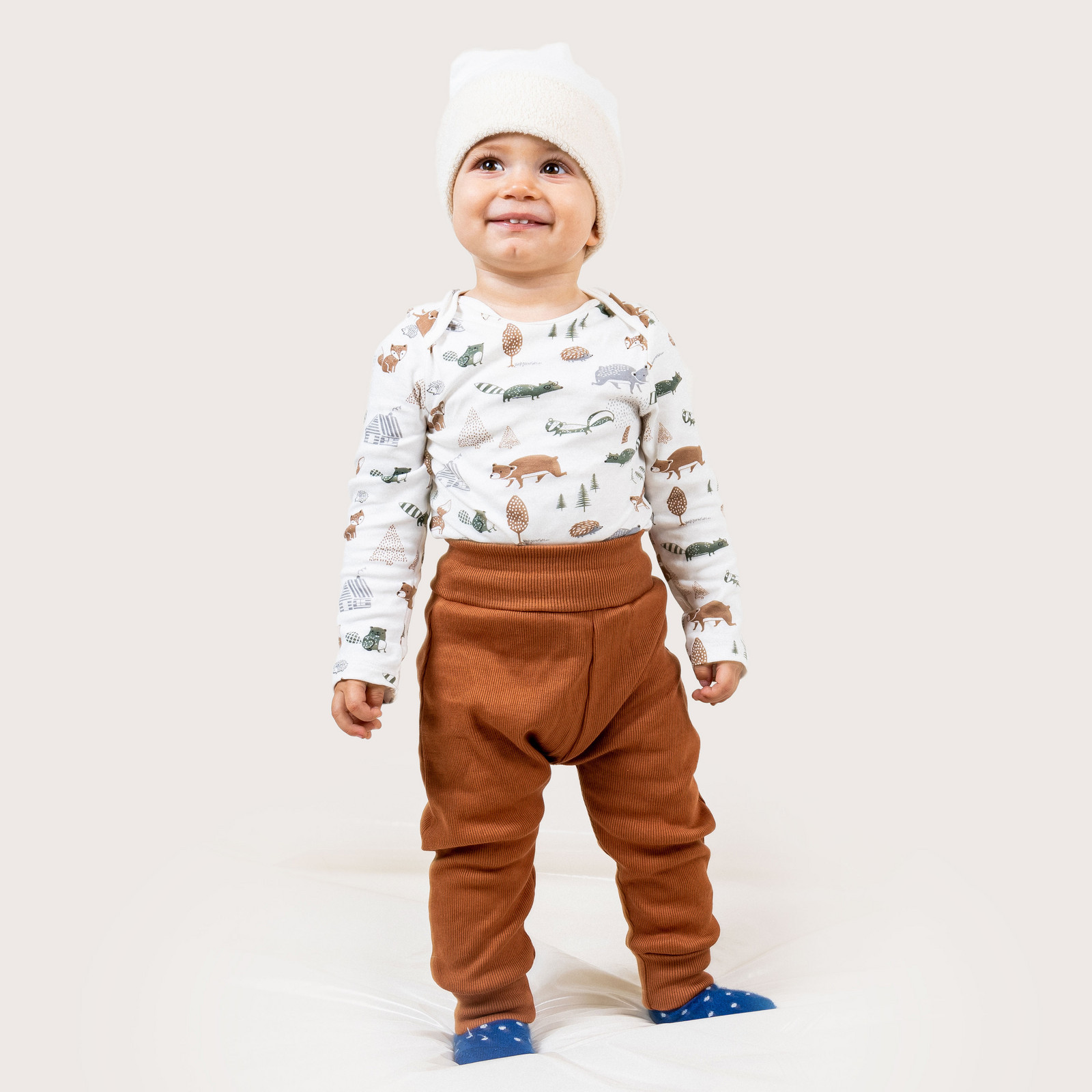 AND Dětské tepláčky - hnědá, 9-12 m