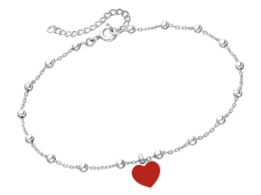 Bangles.cz Náramek Červené srdce & kuličky stříbro 925 2922