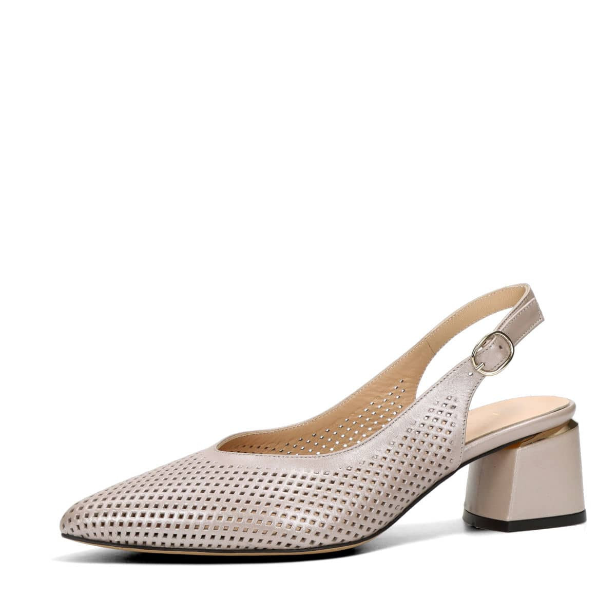 ETIMEĒ dámské kožené lodičky s otevřenou patou  - šedé - 36