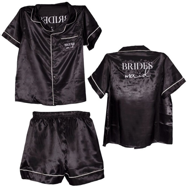 Pyžamo saténové černé Bridesmaid vel. M