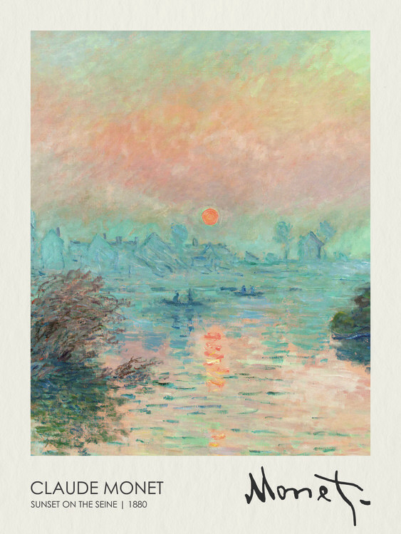 Claude Monet Obrazová reprodukce Sunset on the Seine at Lavacourt (1880), Claude Monet, 30 × 40 cm