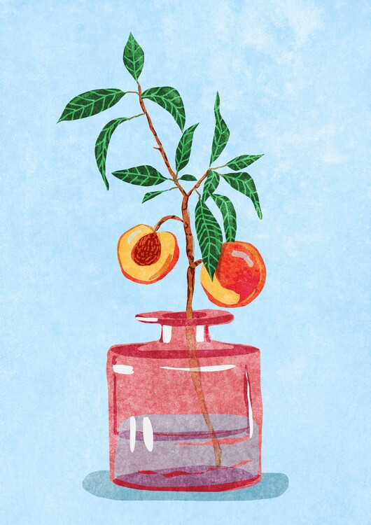 Raissa Oltmanns Ilustrace Peach Tree in Vase, Raissa Oltmanns, 30 × 40 cm