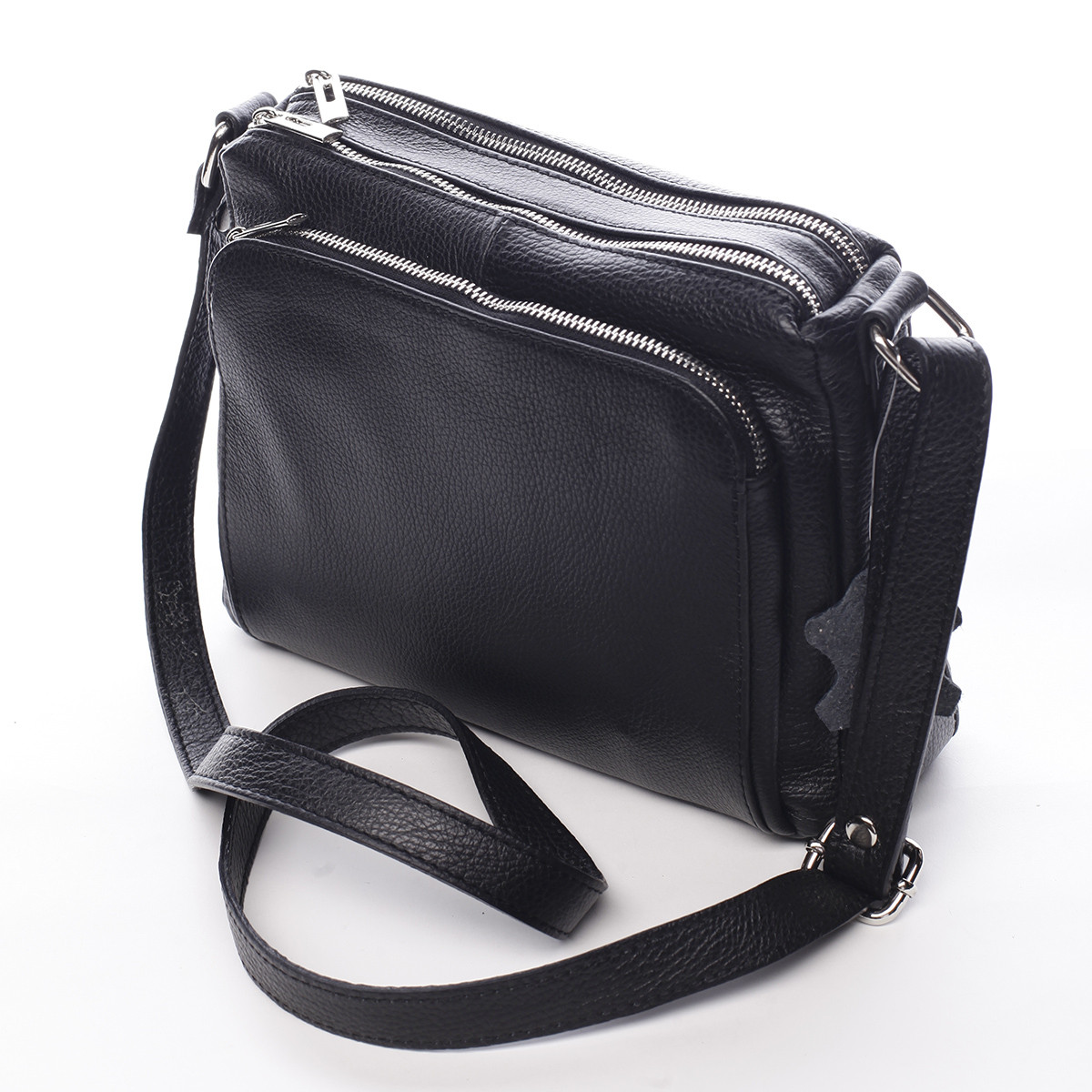 Stylová dámská kožená crossbody Robertina, černá