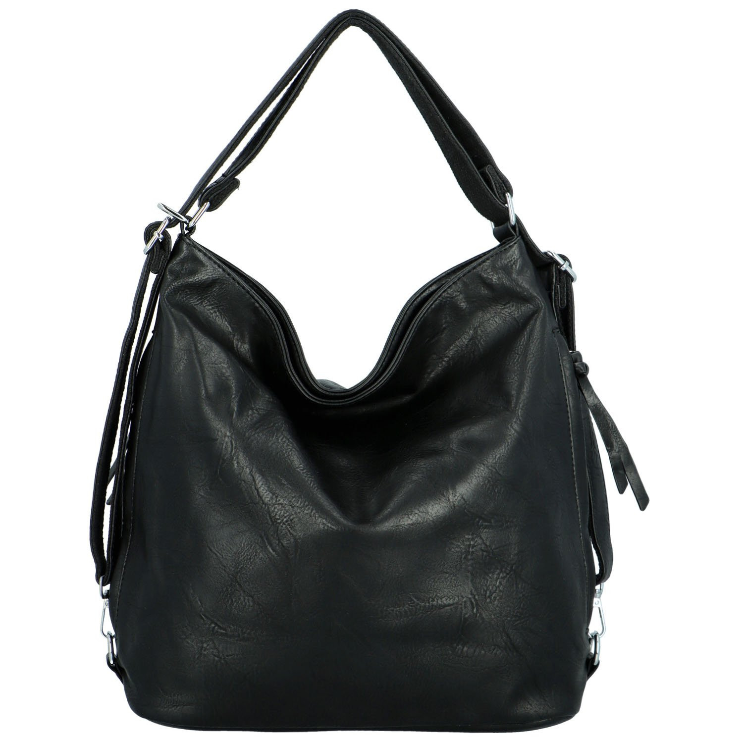 Trendy dámský koženkový kabelko-batoh Lambros, černý