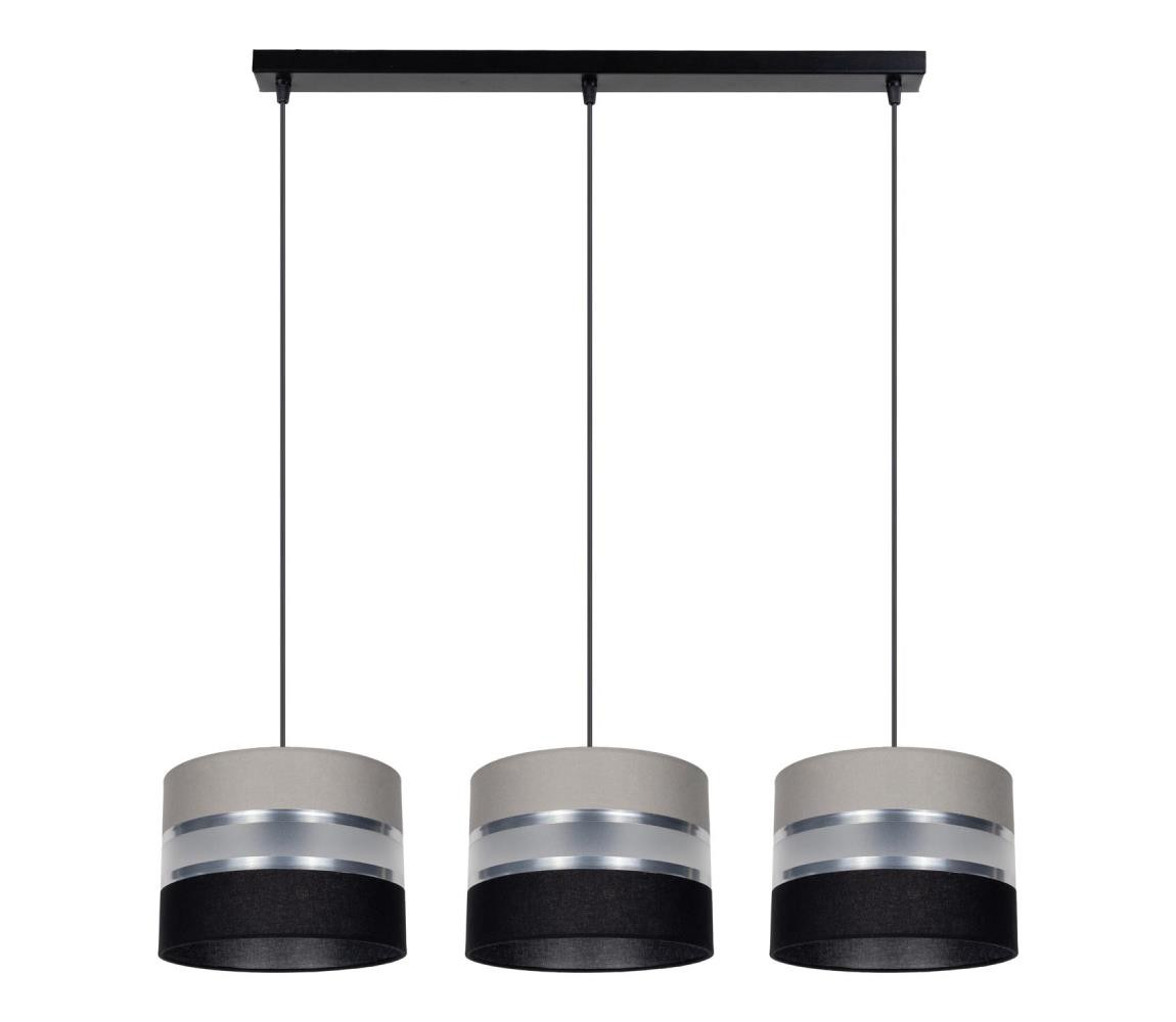Lustr na lanku CORAL 3xE27/60W/230V černošedá