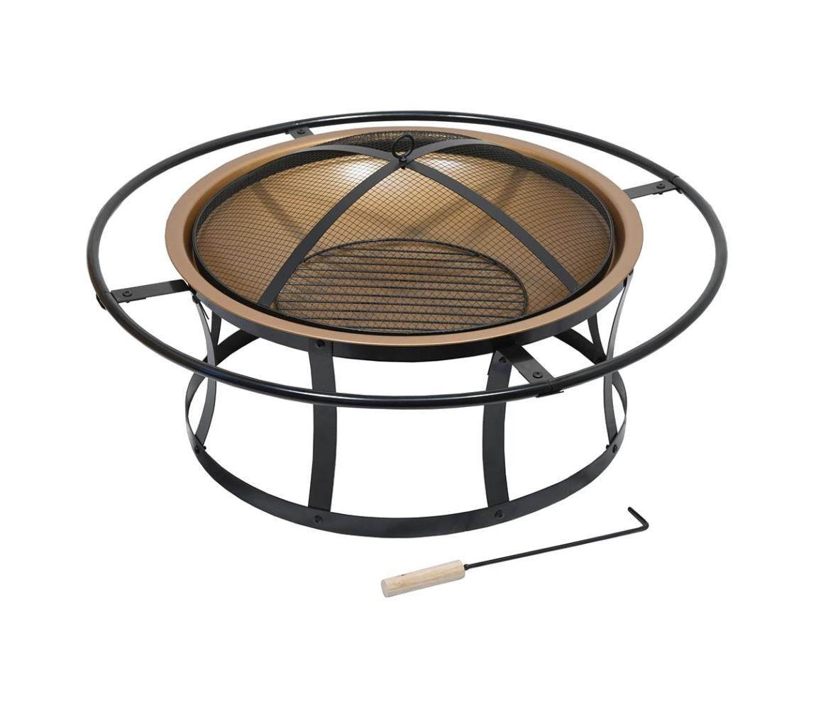 Přenosné ohniště na dřevo s roštem černá/měděná