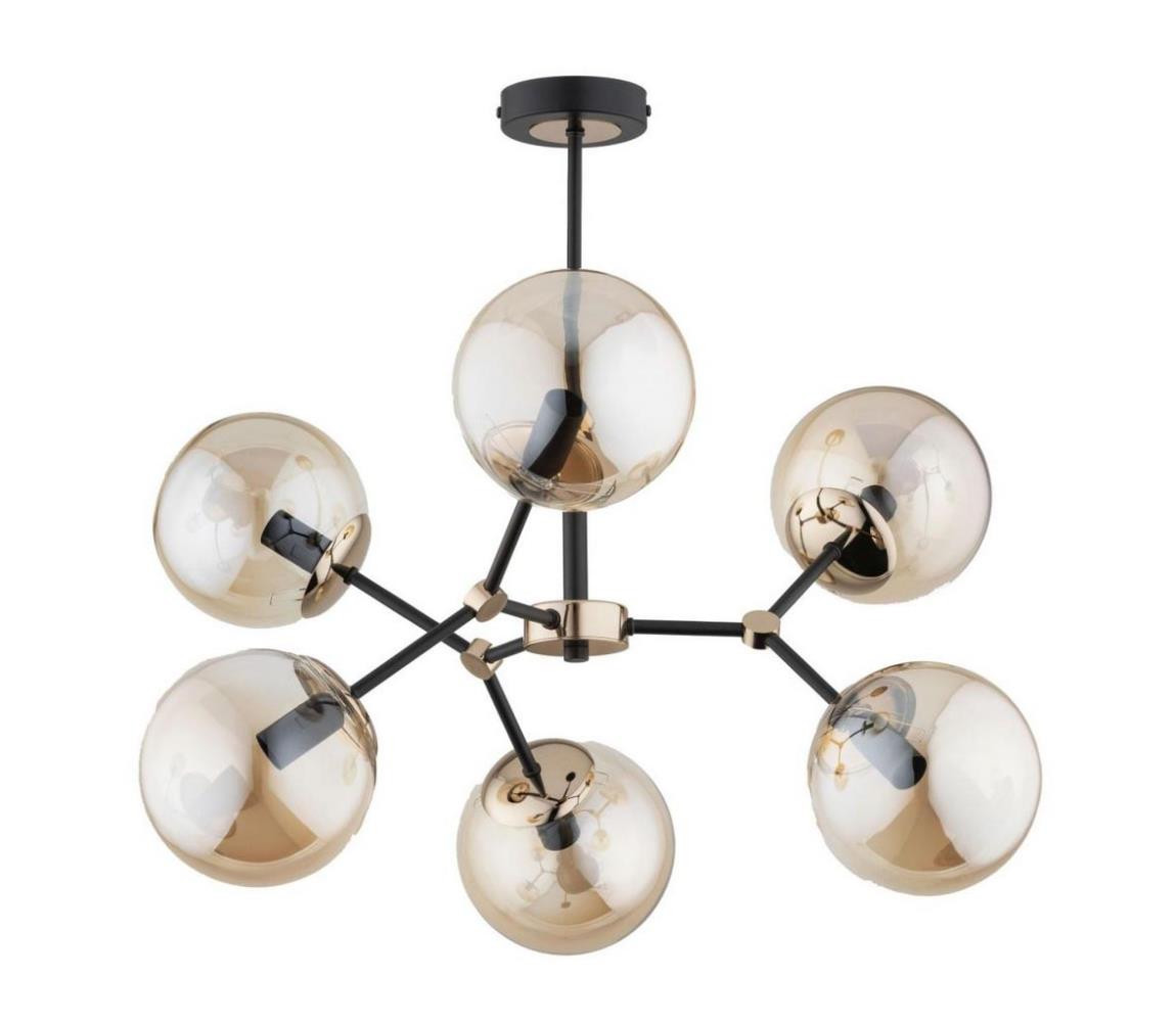 Lustr na tyči FOTON  6xE14/40W/230V černá/béžová