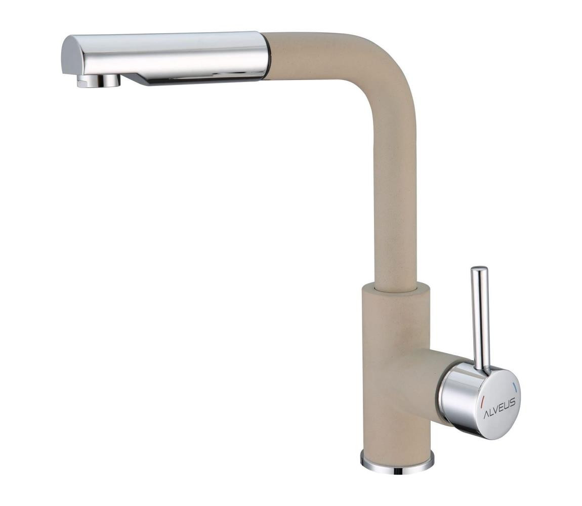 ALVEUS ALVEUS 1129045- Dřezová baterie s vytahovací sprškou SIROS 29,7 cm granit/béžová