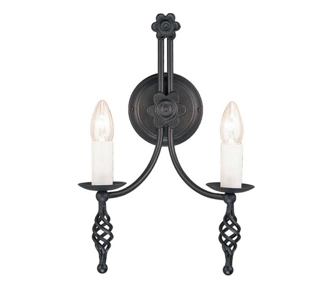 Elstead Elstead BY2-BLACK - Nástěnné svítidlo BELFRY 2xE14/60W/230V