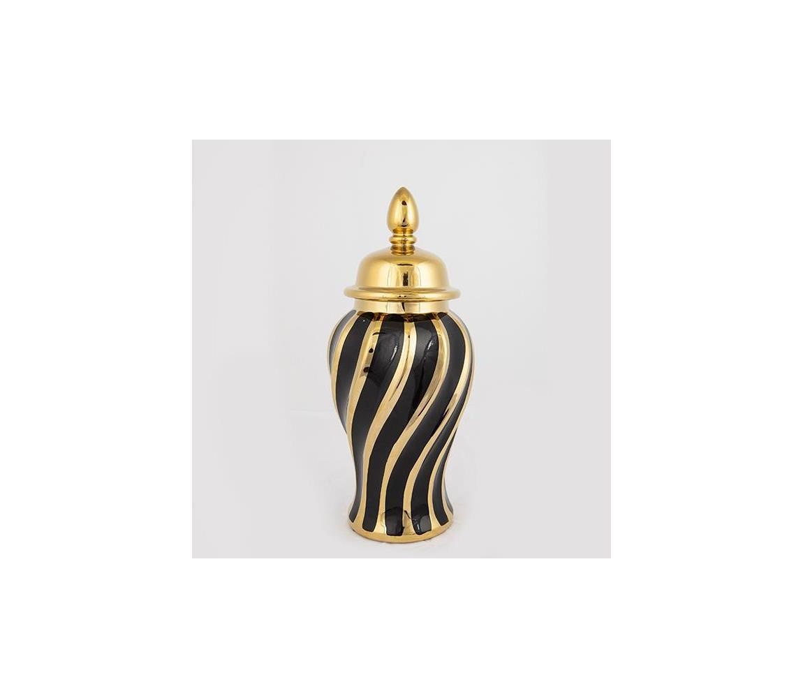 Eurolamp Keramická váza 36,5x16 cm zlatá/černá