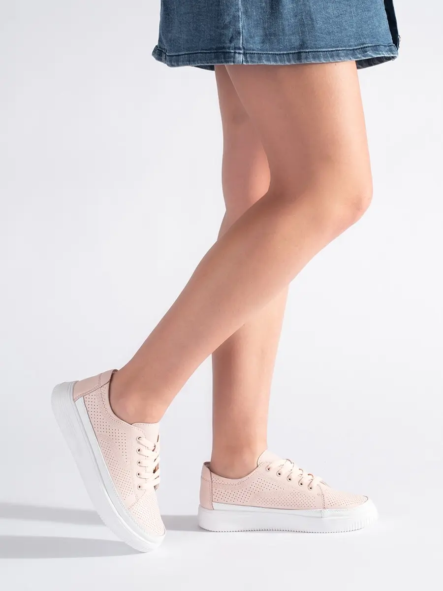 Pohodlné dámské tenisky růžové na platformě
