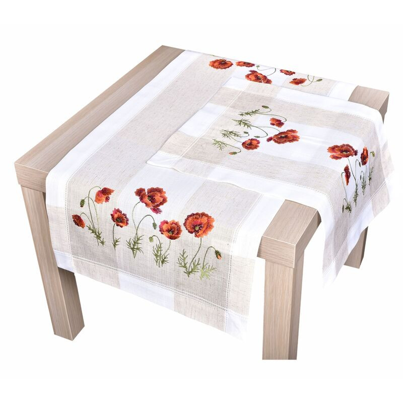 Ubrus celoroční, Máky na režném 35 x 35 cm