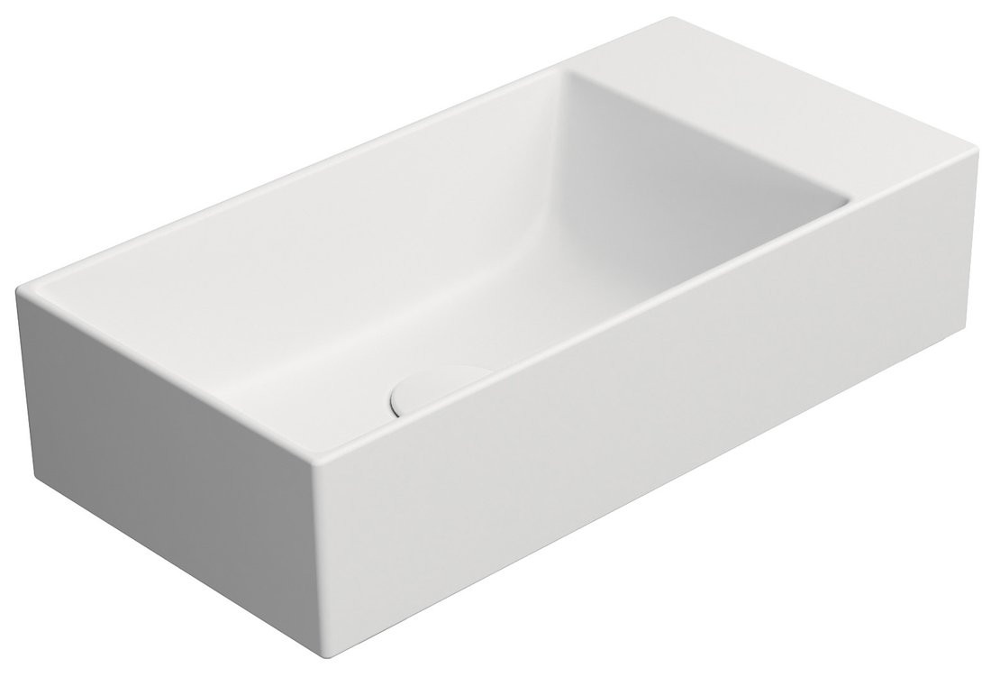 GSI KUBE X keramické umývátko 50x25cm, bez otvoru, pravé/levé, bílá mat