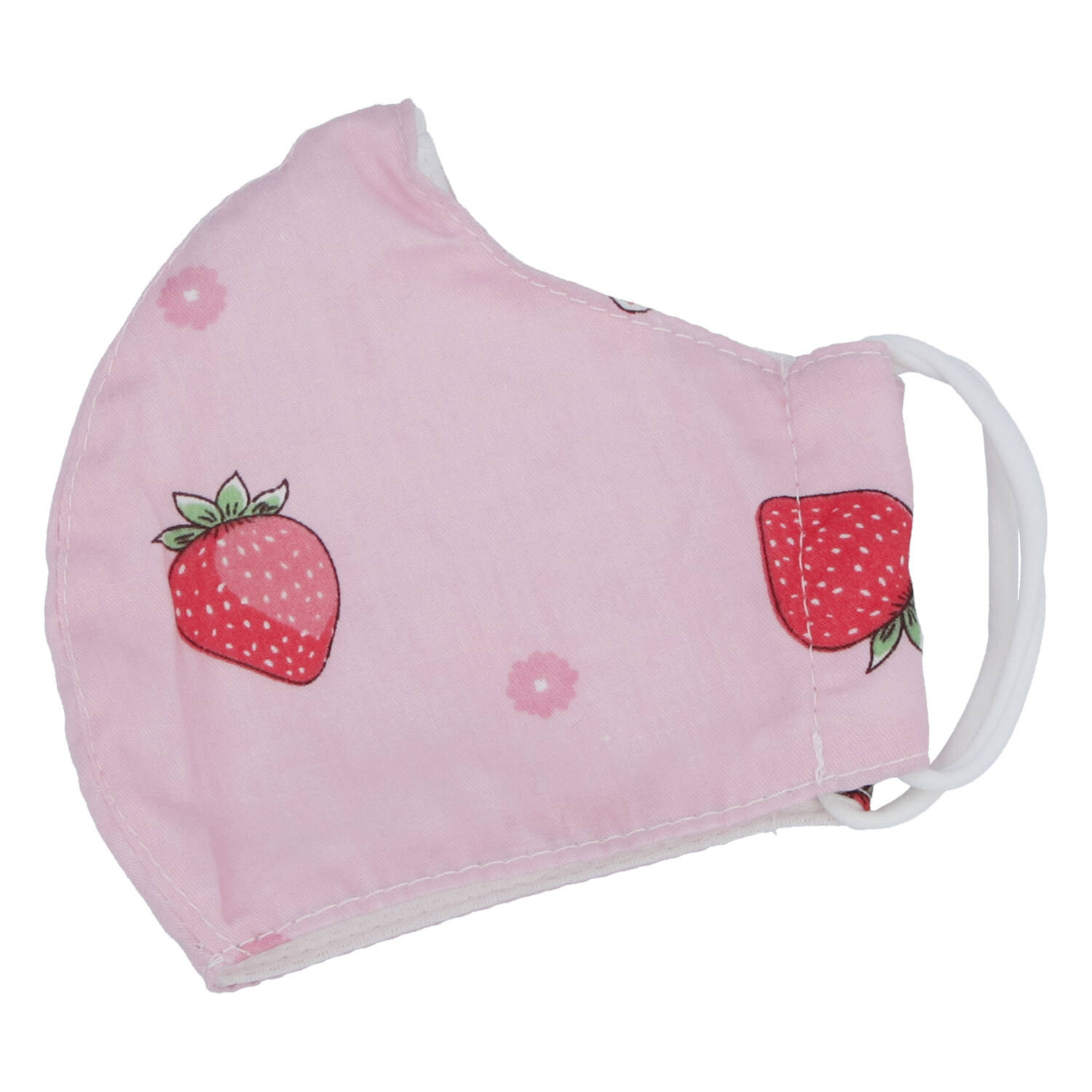 Dětská rouška, dvouvrstvá, růžová s jahůdkou, velikost S