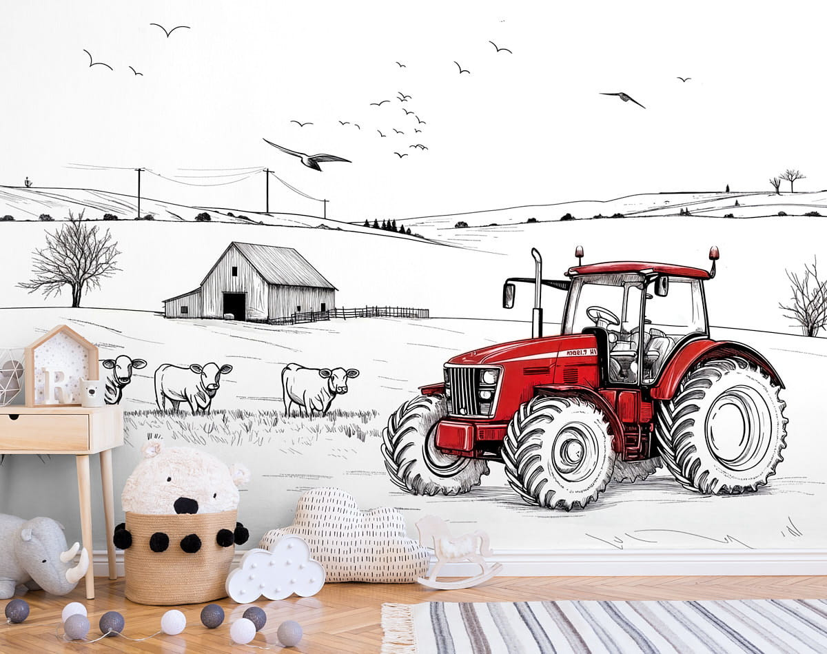 Tapeta na zeď traktor červený