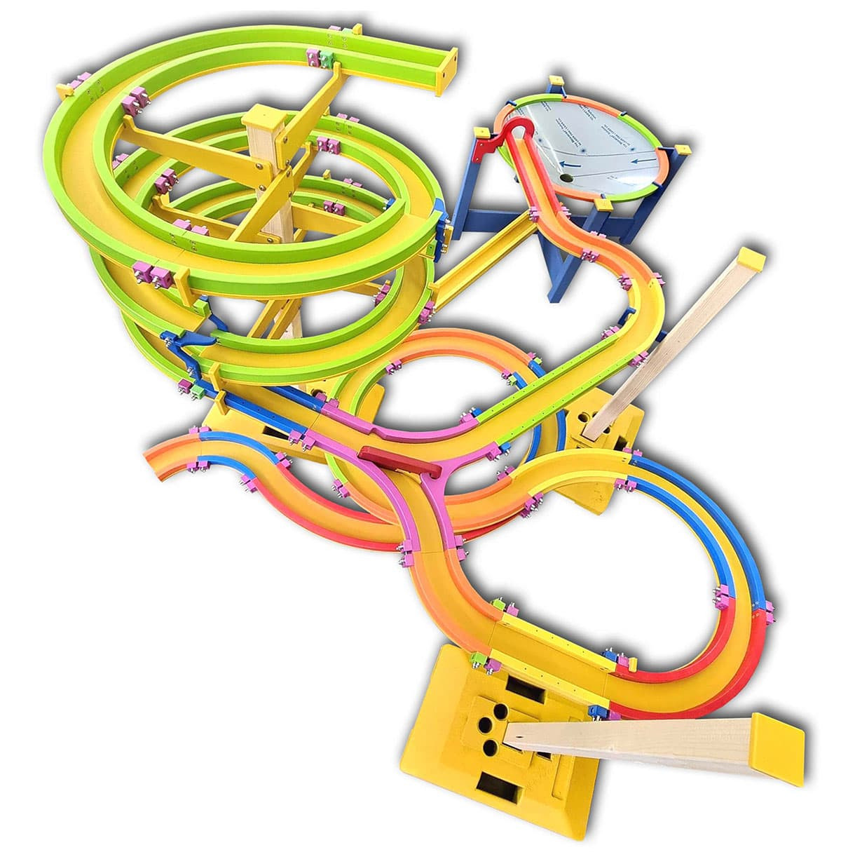 KULI - venkovní kuličková dráha Spirála s trychtýřem a rozbočkou