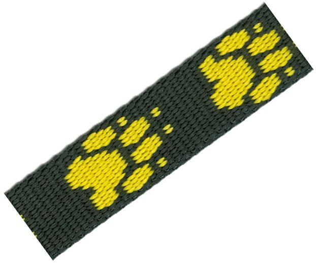 Popruh polypropylen tlapka černý/žlutý - 25mm