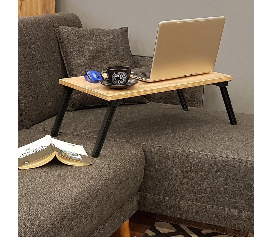 Stolek do postele GUSTO 24,5x60 cm béžová/černá