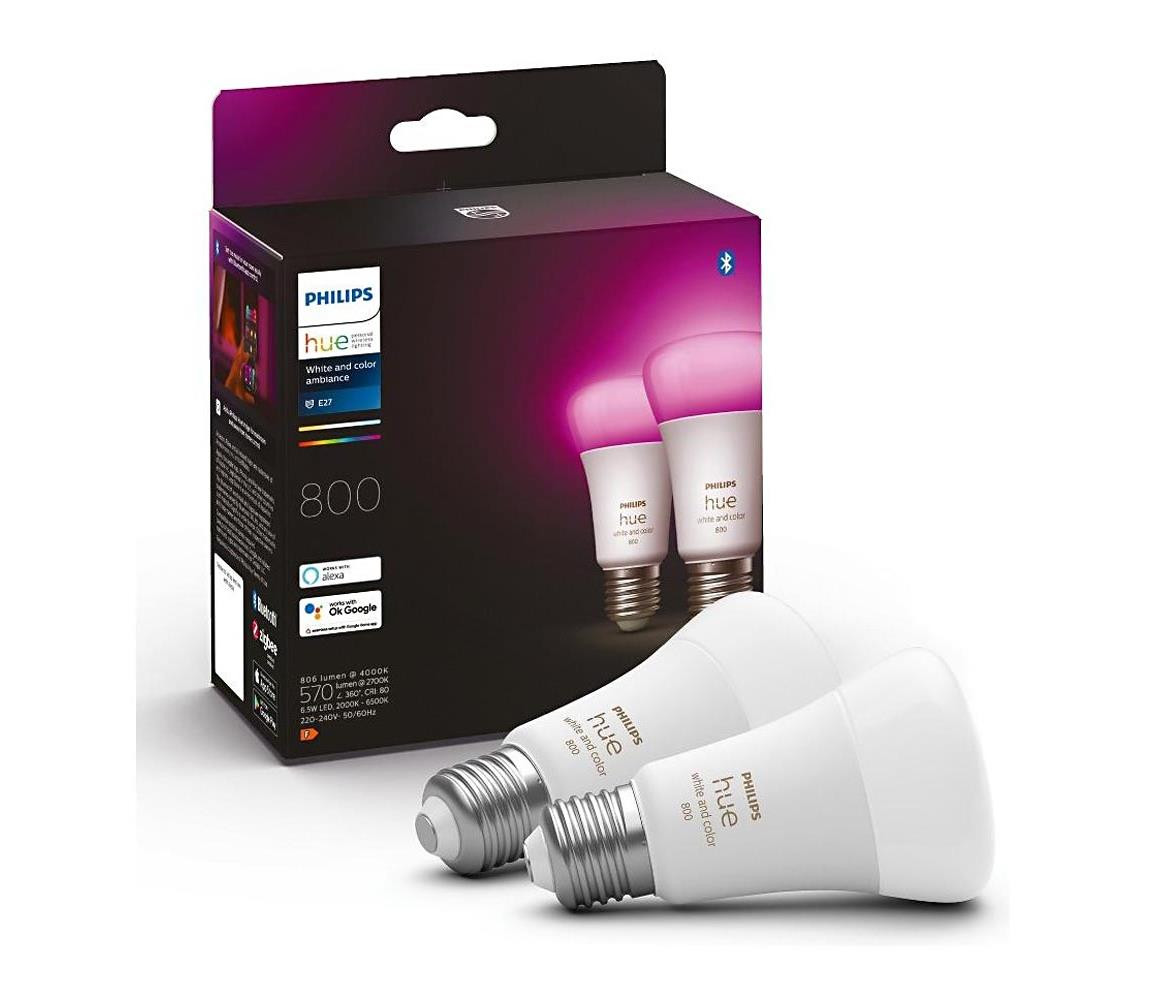 Philips SADA 2x LED Stmívatelná žárovka Philips Hue WACA A60 E27/6,5W/230V 2000-6500K