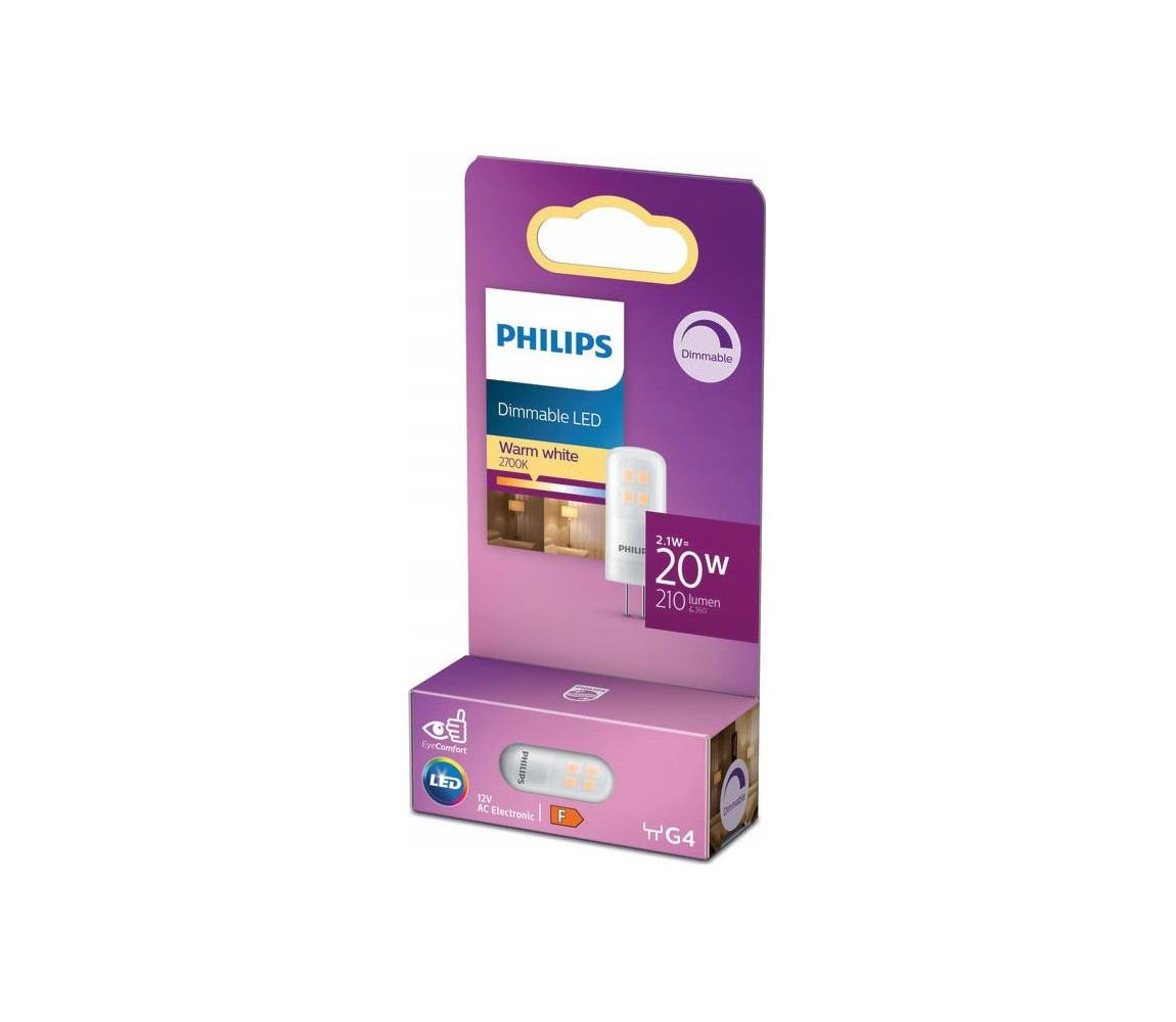 Philips 8718699767518 LED žárovka Kapsle 1x2,1W G4 210lm 2700K teplá bílá, stmívatelná
