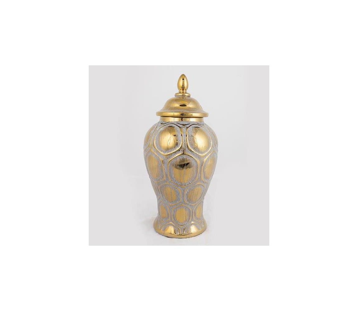 Eurolamp Keramická váza 33,8x16 cm zlatá/stříbrná