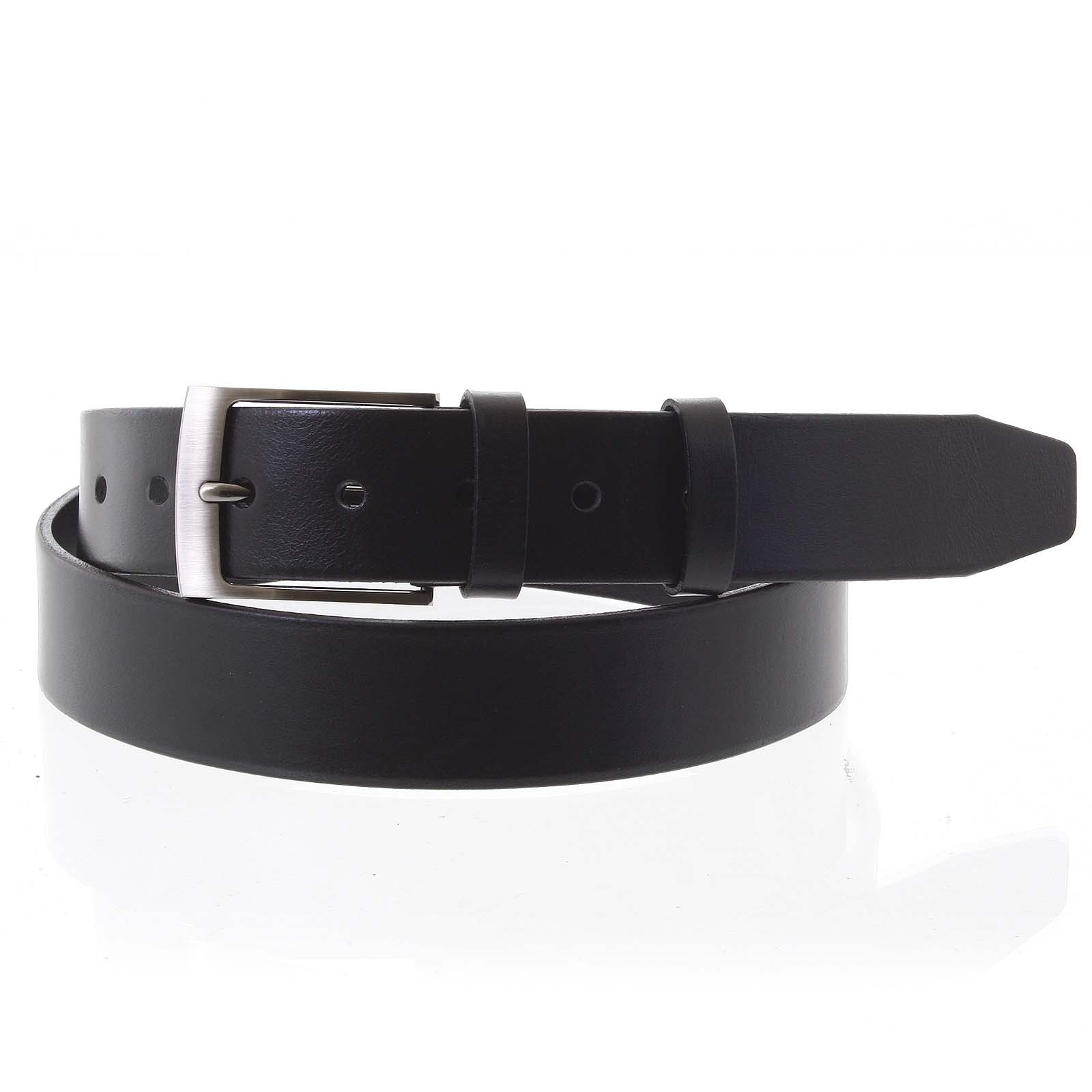 Pánský kožený opasek jeansový černý - PB Julius 95 černá