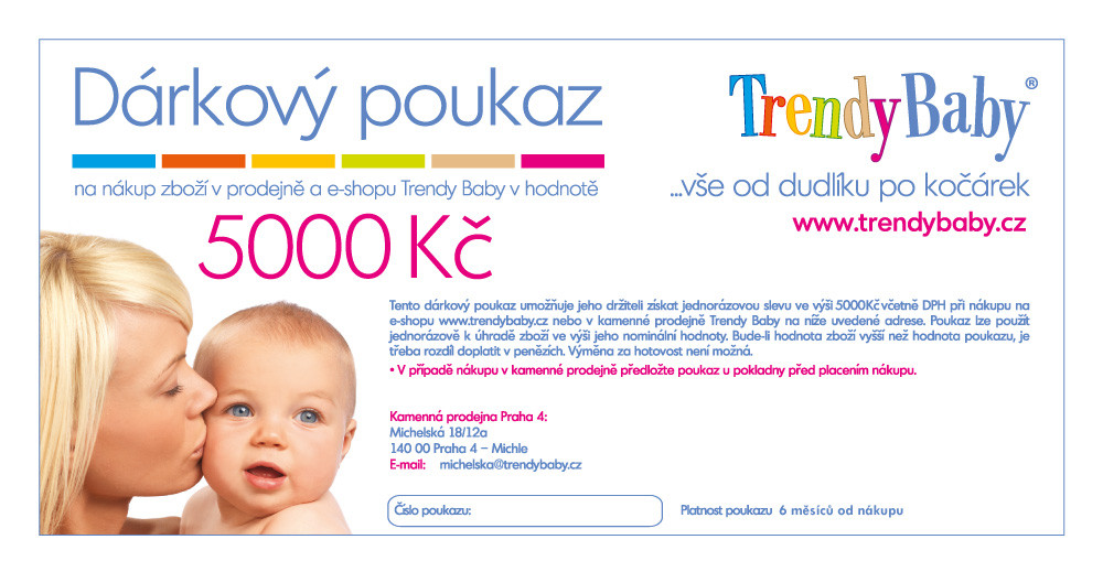 TRENDY BABY Dárkový poukaz 5000 Kč