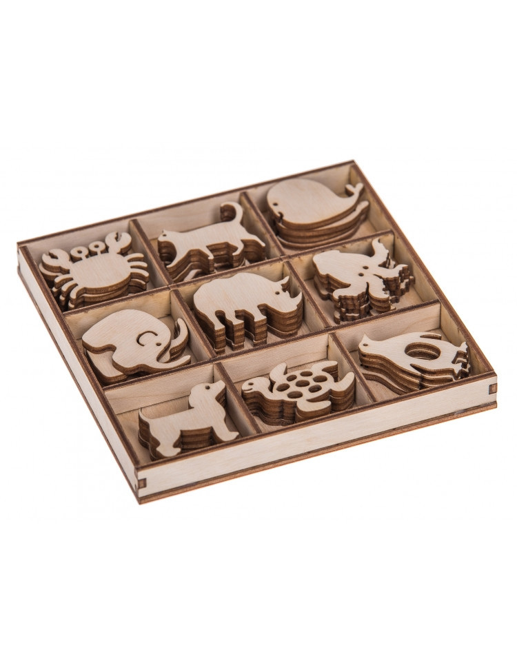 FK Dřevěná sada ozdob v dárkovém balení (zvířátka) - 13x13 cm