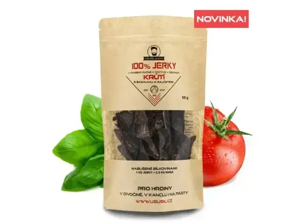 Usušil & syn 100% JERKY Krůtí s bazalkou a rajčetem 150 g