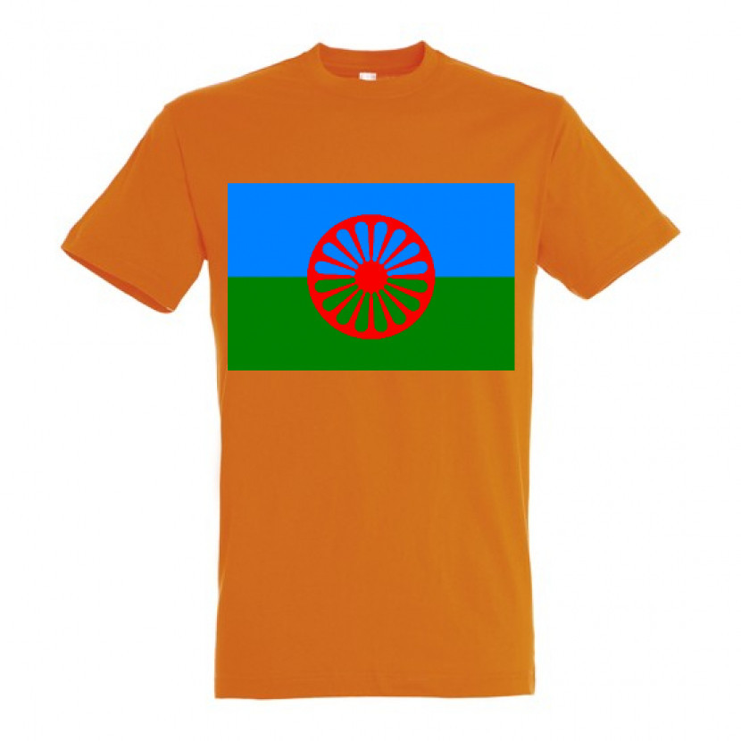 Triko s romskou vlajkou - oranžové, XL